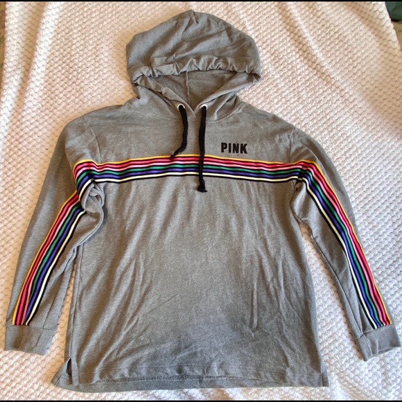 SOLD: PINK Rainbow Stripe Hoodie - Picture 3 of 4